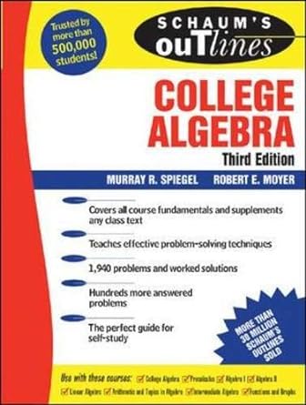 college algebra 3rd edition murray spiegel ,robert moyer 0071452273, 978-0071452274
