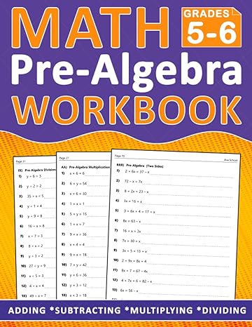 math 5 6 pre algebra workbook 1st edition ava school 979-8397400169