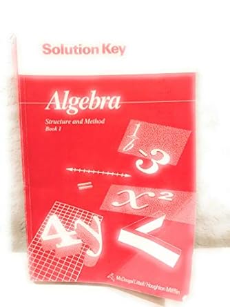 algebra structure and method solution key book 1 1st edition robert h ,cole william l brown,dolciani, mary p