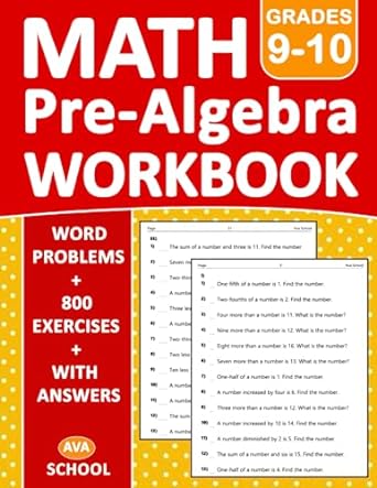 grades math 9 10 pre algebra workbook 1st edition ava school 979-8397896733