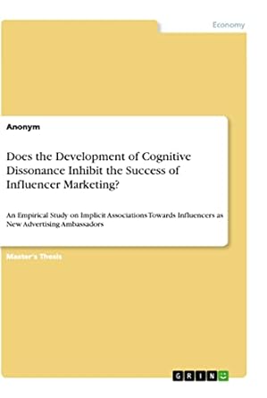 does the development of cognitive dissonance inhibit the success of influencer marketing an empirical study