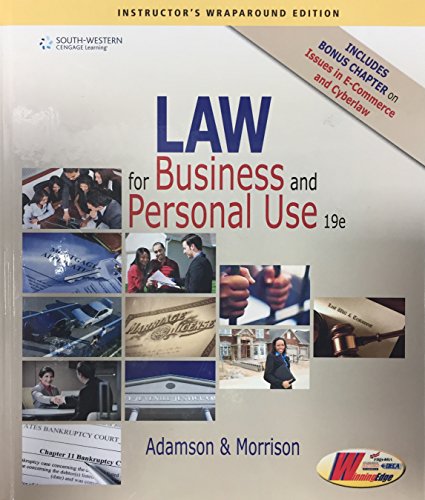 law for business and personal use 19th edition adamson morrison 1305653017, 9781305653016