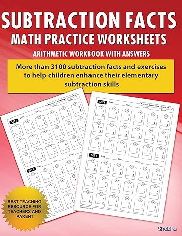subtraction facts math practice worksheet arithmetic workbook with answers 1st edition shobha 1536961558,