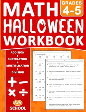 math halloween workbook addition subtraction multiplication division grade 4 5 1st edition ava school