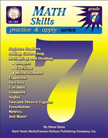 math skills grade 7 1st edition steve davis 1580371302, 978-1580371308