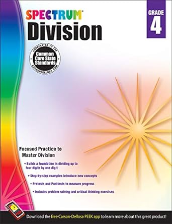 spectrum division workbook grade 4 1st edition spectrum 1483804771, 978-1483804774