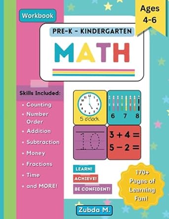 prek to kindergarten math workbook 1st edition zubda m. 979-8857885628