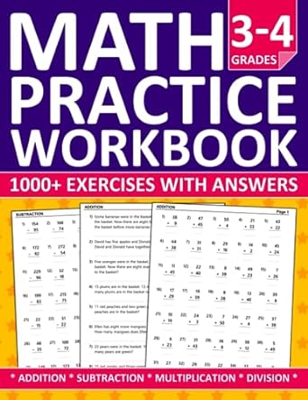 math practice workbook 1000+ exercises with answers grades 3-4 1st edition emma. school 979-8856583891