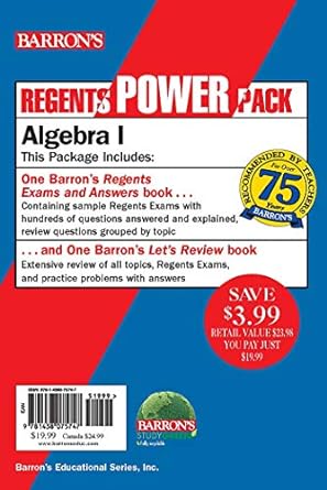 regents power fack algebra i pck edition gary m rubinstein m s 143807574x, 978-1438075747