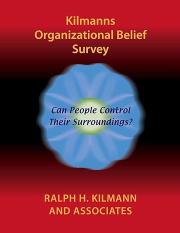 kilmanns organizational belief survey can people control their surroundings 1st edition ralph h kilmann and