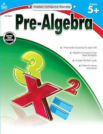 pre algebra grades 5 8 workbook edition carson dellosa education 1483805042, 978-1483805047