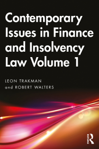 contemporary issues in finance and insolvency law volume 1 1st edition leon trakman, robert walters