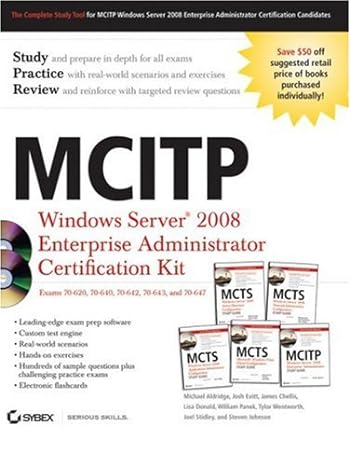 mcitp windows server 2008 enterprise administrator certification kit 1st edition michael aldridge ,josh evitt