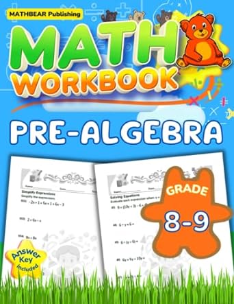 maths workbook pre algebra 1st edition mathbear publishing 979-8355703684