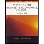 statistics for business and economics volume 1 econ 112 11th edition david r. andersonthomas a. williams,