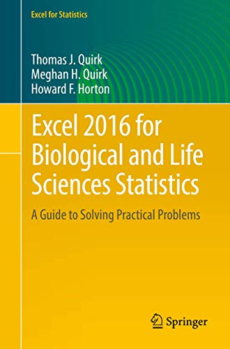 Excel 20 For Biological And Life Sciences Statistics A Guide To Solving Practical Problems