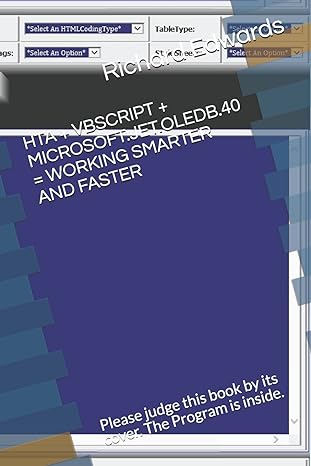 htavbscript + microsoftjet oledb 40 working smarter and faster please judge this book by its cover the