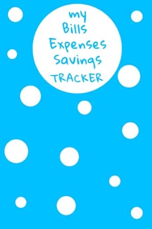 my bills expenses savings tracker simple bright blue with white polka dots financial organizer budget book