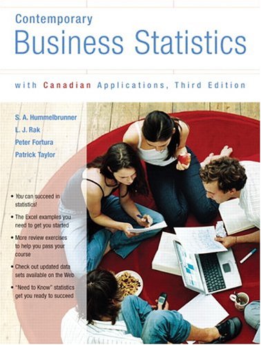 contemporary business statistics with canadian applications 3rd canadian edition s a hummelbrunner, lj