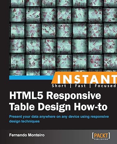 instant html5 responsive table design how to 1st edition fernando monteiro 1849697264, 978-1849697262