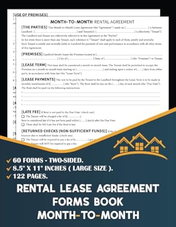 rental lease agreement forms book month to month rental lease agreement between tenant and landlord rental