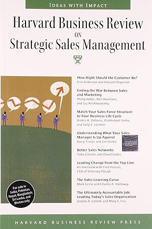 harvard business review on strategic sales management 1st edition harvard business school press 1422114929,