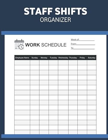 staff shifts organizer weekly staff schedule tracker and planner record employee work hours undated weekly