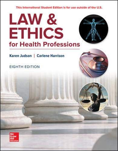 law and ethics for health professions 8th edition karen judson , carlene harrison 1260092658, 9781260092653
