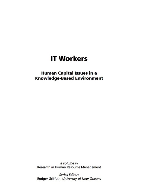 it workers human capital issues in a knowledge based environment human capital issues in a knowledge based