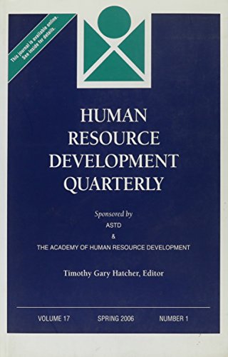 human resource development quarterly number 1 spring 2006 1st edition hrdq (human resource development