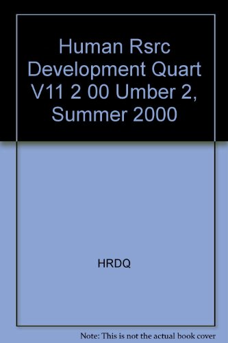 human resource development quarterly no 2 summer 2000 1st edition jacobs, ronald l. 0787954497, 9780787954499