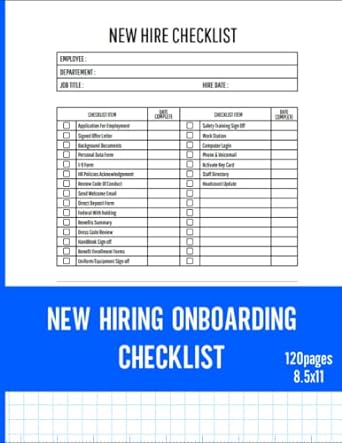 new hiring onboarding checklist new hire checklist for employee employer human resources hr manager forms 1st