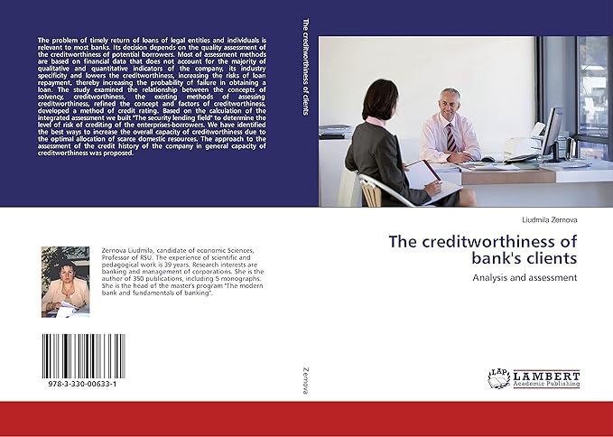 the creditworthiness of bank s clients analysis and assessment 1st edition liudmila zernova 3330006331,