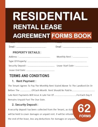 residential rental lease agreement forms book rental contract form between landlord and tenant 1st edition