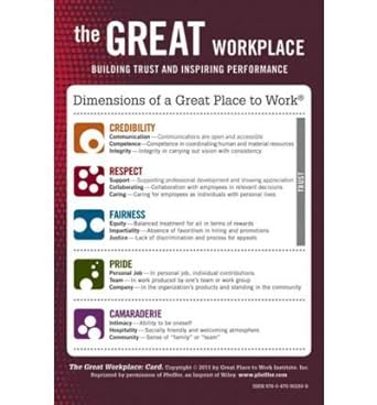 the great workplace building trust and inspiring performance card 1st edition michael burchell ,jennifer