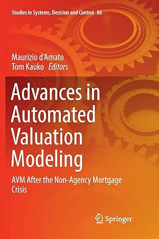 advances in automated valuation modeling avm after the non agency mortgage crisis 1st edition maurizio damato