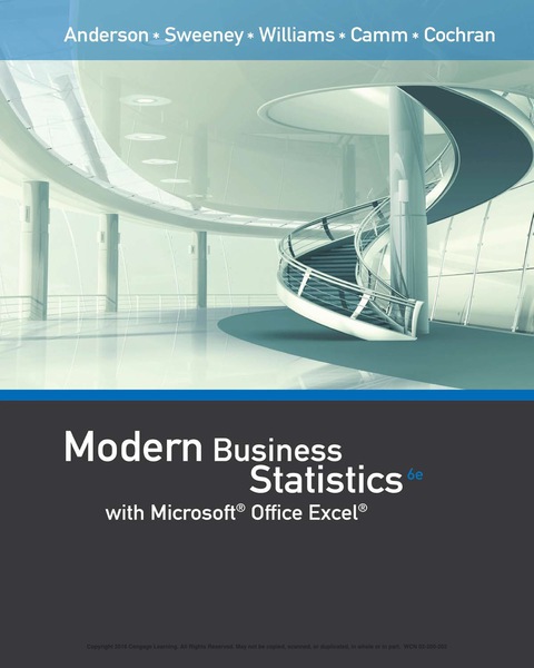 modern business statistics with microsoft office excel 6th edition david r anderson , dennis j sweeney ,