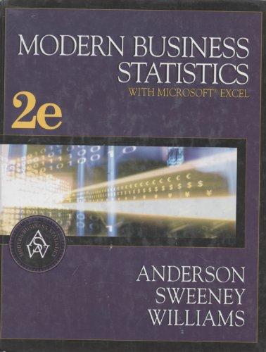 modern business statistics with microsoft excel 2nd edition dennis j. sweeney 032423323x, 9780324233230