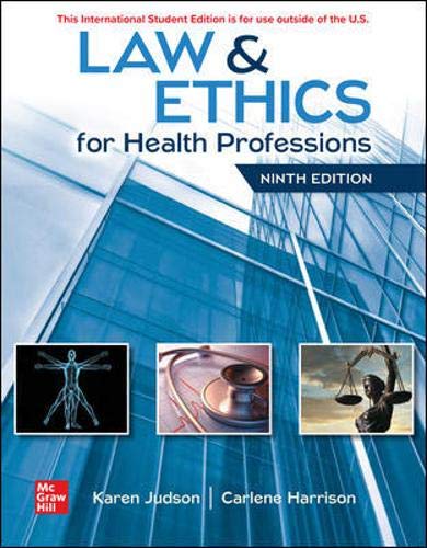 ise law and ethics for health professions 9th edition karen judson , carlene harrison 1260570347,