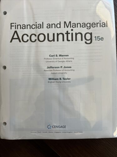 financial and managerial accounting 15th edition carl s. warren, william b. tayler cma, , jefferson p. jones