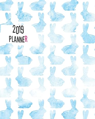 2019 planner cute blue shade rabbits yearly monthly weekly 12 months 365 days planner calendar schedule