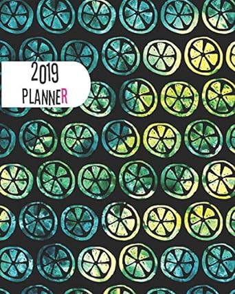 2019 planner black green lime yearly monthly weekly 12 months 365 days cute planner calendar schedule