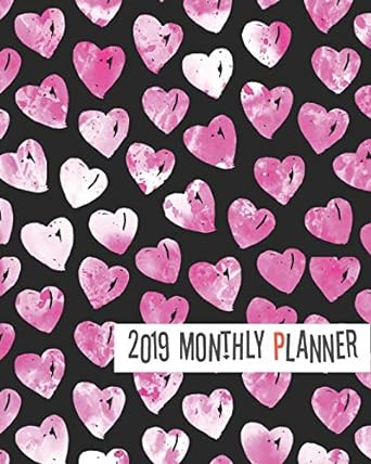 2019 planner pink heart yearly monthly weekly 12 months 365 days cute planner calendar schedule appointment