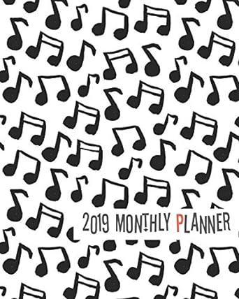 2019 planner black and white notes yearly monthly weekly 12 months 365 days cute planner calendar schedule