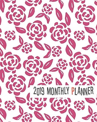 2019 planner pink roses yearly monthly weekly 12 months 365 days cute planner calendar schedule appointment