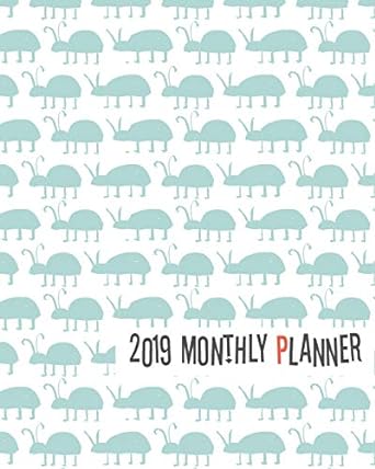 2019 planner cute green bugs yearly monthly weekly 12 months 365 days cute planner calendar schedule