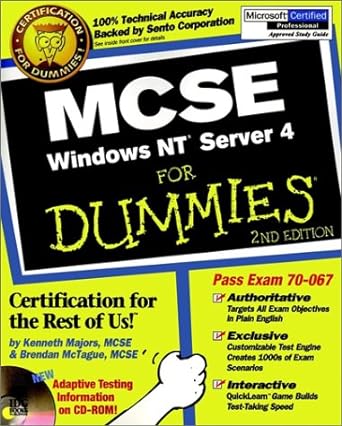 mcse windows nt server 4 for dummies 2nd edition kenneth majors ,brendan mctague 0764506110, 978-0764506116