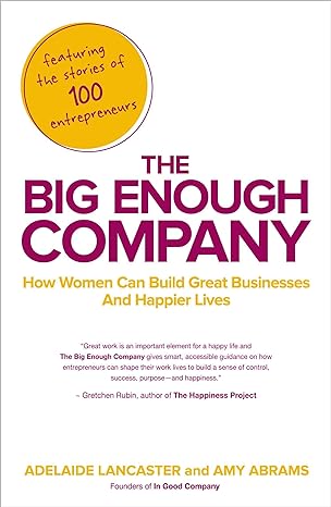 the big enough company how women can build great businesses and happier lives 1st edition adelaide lancaster