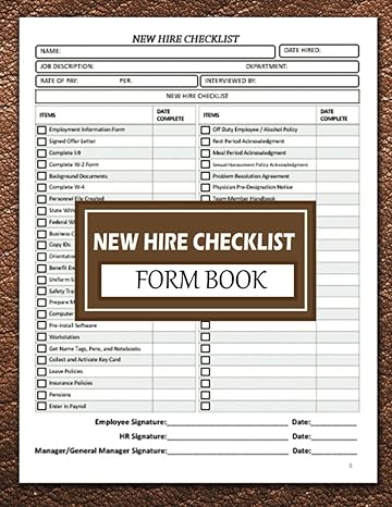 new hire checklist form book 150 pages new employee onboarding and hiring checklist human resource forms book