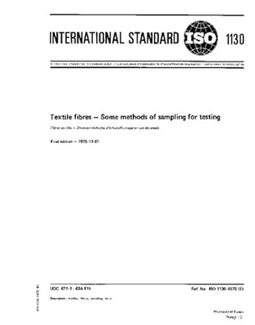 textile fibres some methods of sampling for testing 1st edition iso tc 38/sc 23 b000y2u6d0